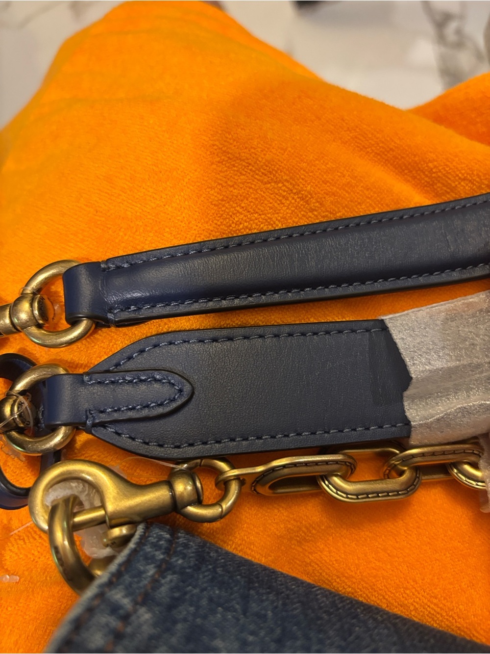 Denim Tabby Shoulder Bag with Gold 'C' Accent - Picture 3 of 4